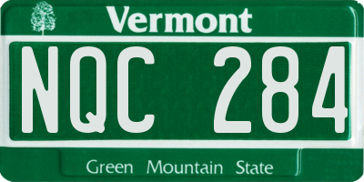 VT license plate NQC284