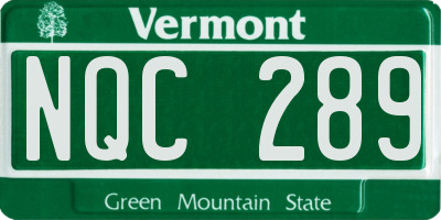 VT license plate NQC289