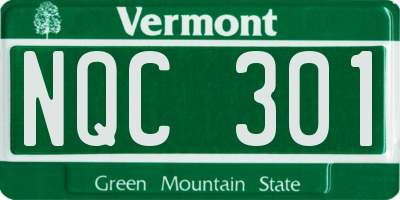 VT license plate NQC301