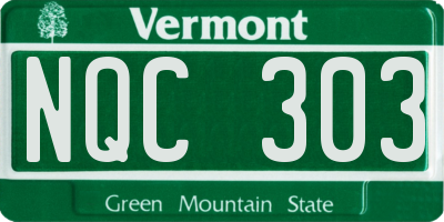 VT license plate NQC303
