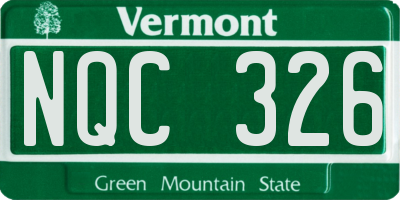 VT license plate NQC326