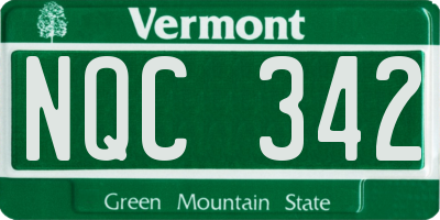 VT license plate NQC342
