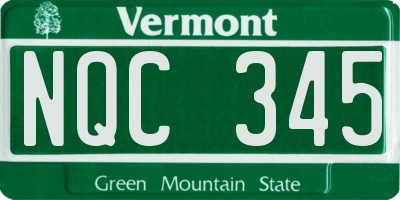 VT license plate NQC345