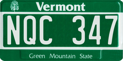 VT license plate NQC347
