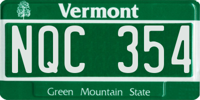 VT license plate NQC354