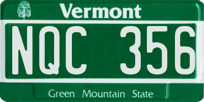 VT license plate NQC356