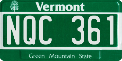VT license plate NQC361