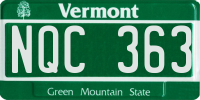 VT license plate NQC363