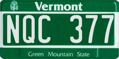 VT license plate NQC377