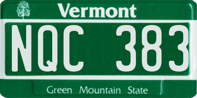 VT license plate NQC383