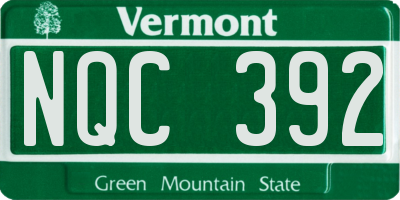 VT license plate NQC392