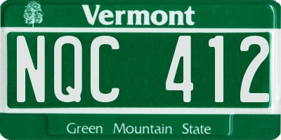 VT license plate NQC412