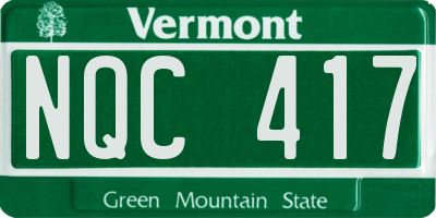 VT license plate NQC417