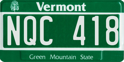 VT license plate NQC418