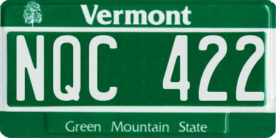 VT license plate NQC422