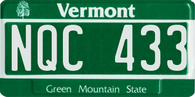 VT license plate NQC433