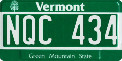 VT license plate NQC434