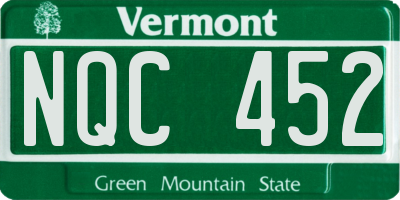 VT license plate NQC452