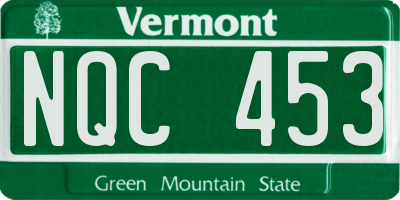 VT license plate NQC453
