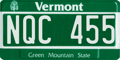 VT license plate NQC455