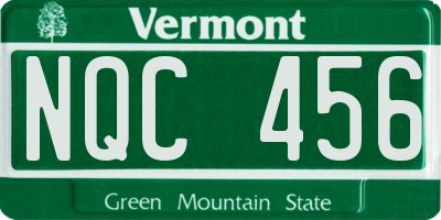 VT license plate NQC456