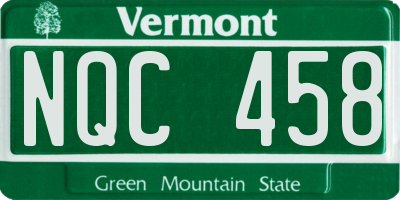 VT license plate NQC458