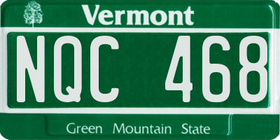 VT license plate NQC468