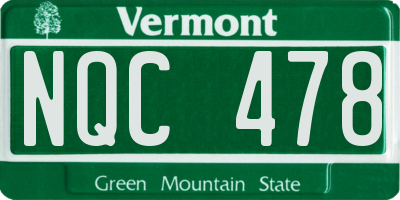VT license plate NQC478