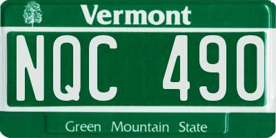 VT license plate NQC490