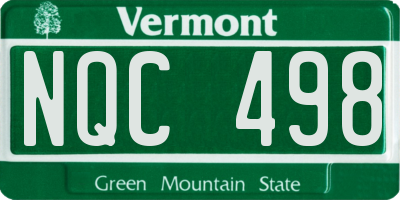 VT license plate NQC498