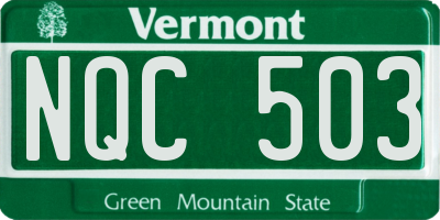 VT license plate NQC503