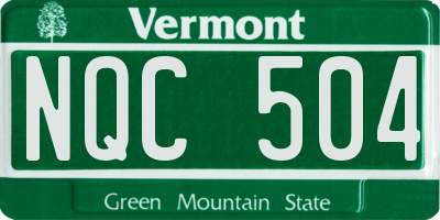 VT license plate NQC504