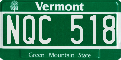 VT license plate NQC518