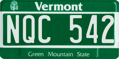 VT license plate NQC542
