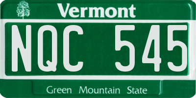 VT license plate NQC545