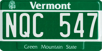 VT license plate NQC547