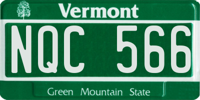 VT license plate NQC566