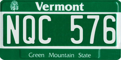 VT license plate NQC576