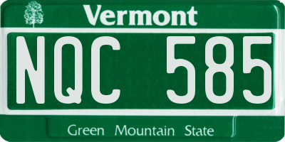 VT license plate NQC585