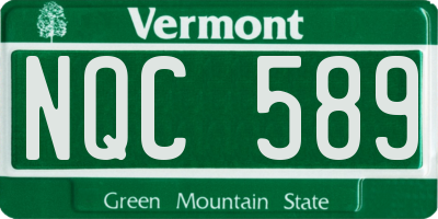 VT license plate NQC589