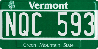 VT license plate NQC593