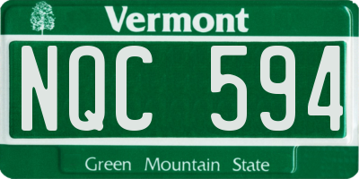 VT license plate NQC594