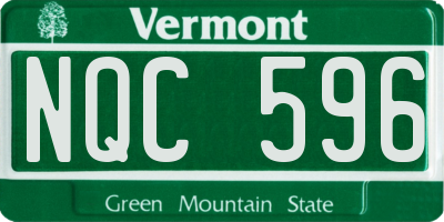 VT license plate NQC596