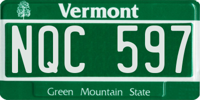 VT license plate NQC597