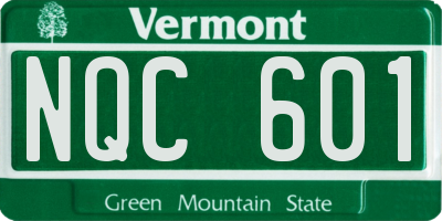 VT license plate NQC601