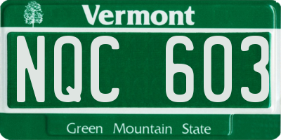 VT license plate NQC603