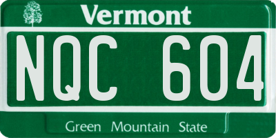 VT license plate NQC604