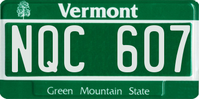 VT license plate NQC607