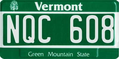 VT license plate NQC608