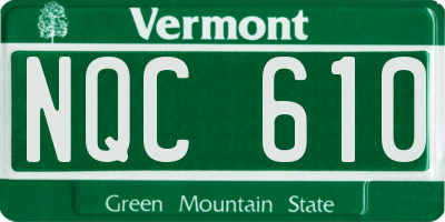 VT license plate NQC610